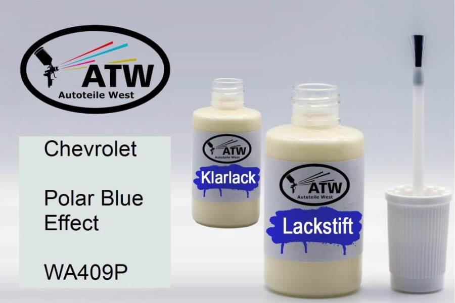 Chevrolet, Polar Blue Effect, WA409P: 20ml Lackstift + 20ml Klarlack - Set, von ATW Autoteile West.